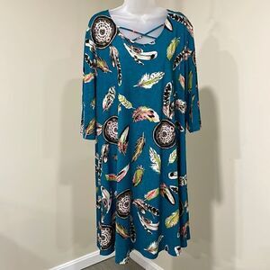 NWOT Honeyme Curvy Feather Flowy Dress.  Size 2X 22/24